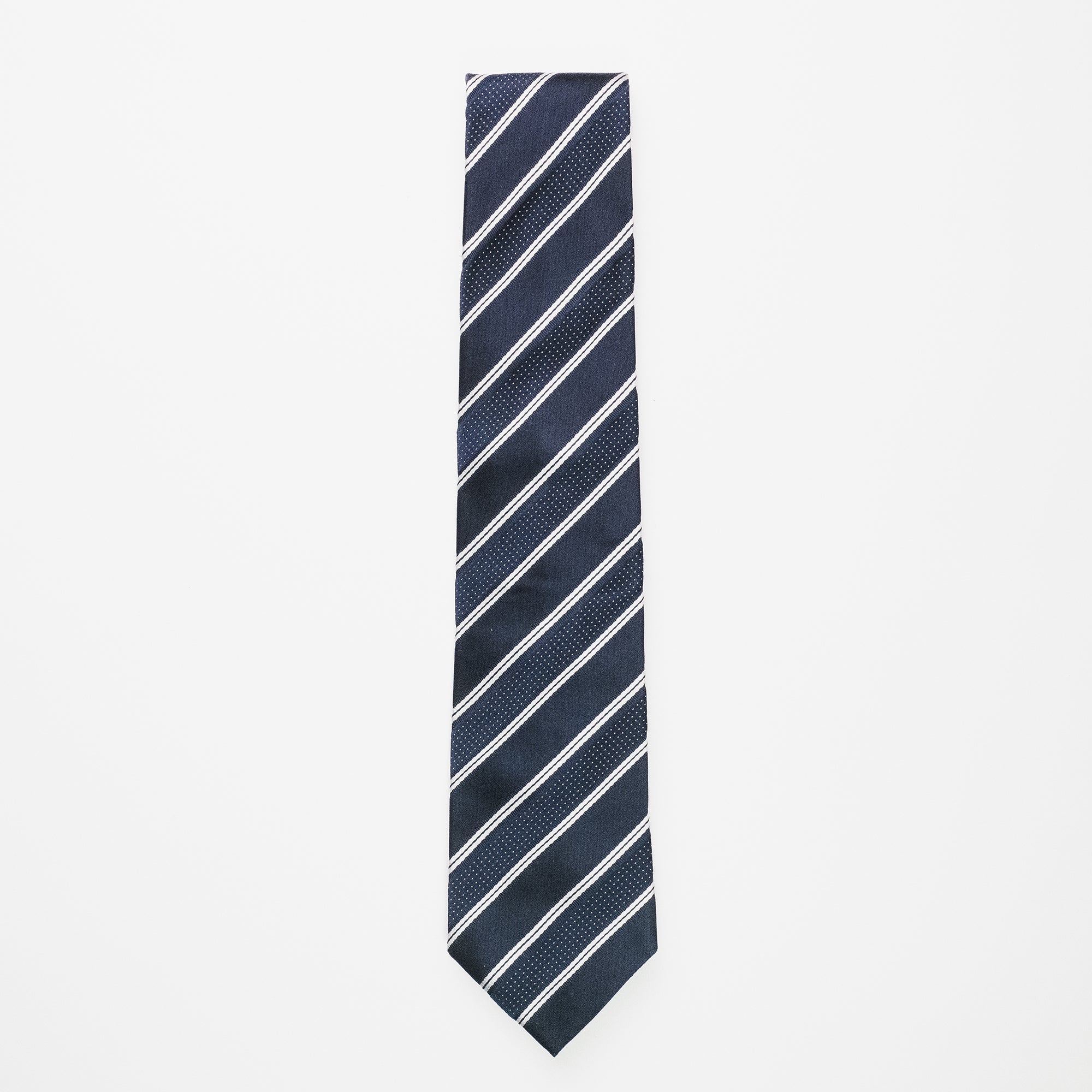 ピンドットストライプ ネクタイ ネイビー From Factory